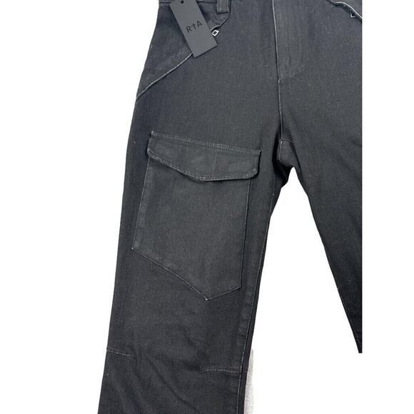 NWT RtA Black Cargo Jeans – Italian Stretch Denim, Size 25 - Picture 9 of 9